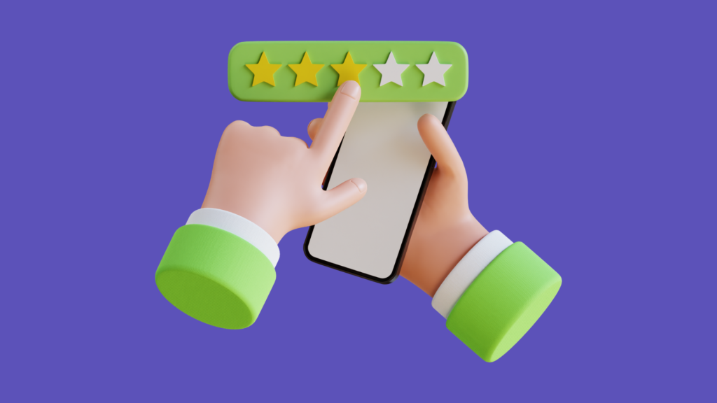 Customer providing a rating on mobile
